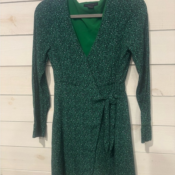 Sanctuary Emerald Green Sheath Dress V-Neck Long Sleeve - Picture 3 of 12